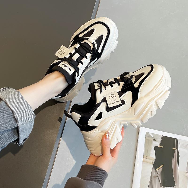 Augustine dad shoes women's spring 2025 new thick-soled Hong Kong style showing feet small casual sports shoes running shoes