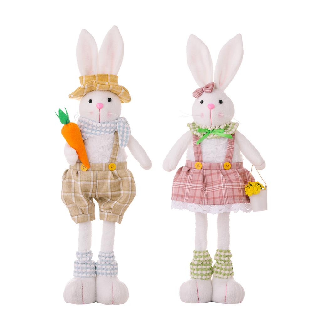Adorable Easter Decorative Standing Rabbit Figure Stretchable Plush Doll Gift For Kids