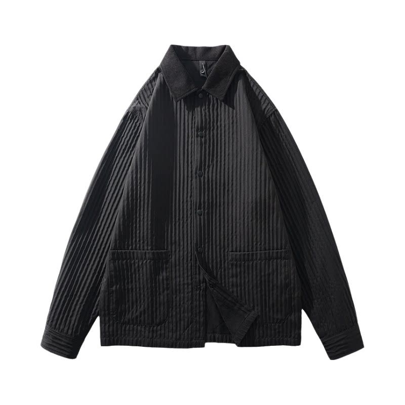American vintage Contrast Color Lapel Pleat Cargo Shirts Men's Spring and Summer Thin Outerwear Foreign Trade Men's Casual Shirt