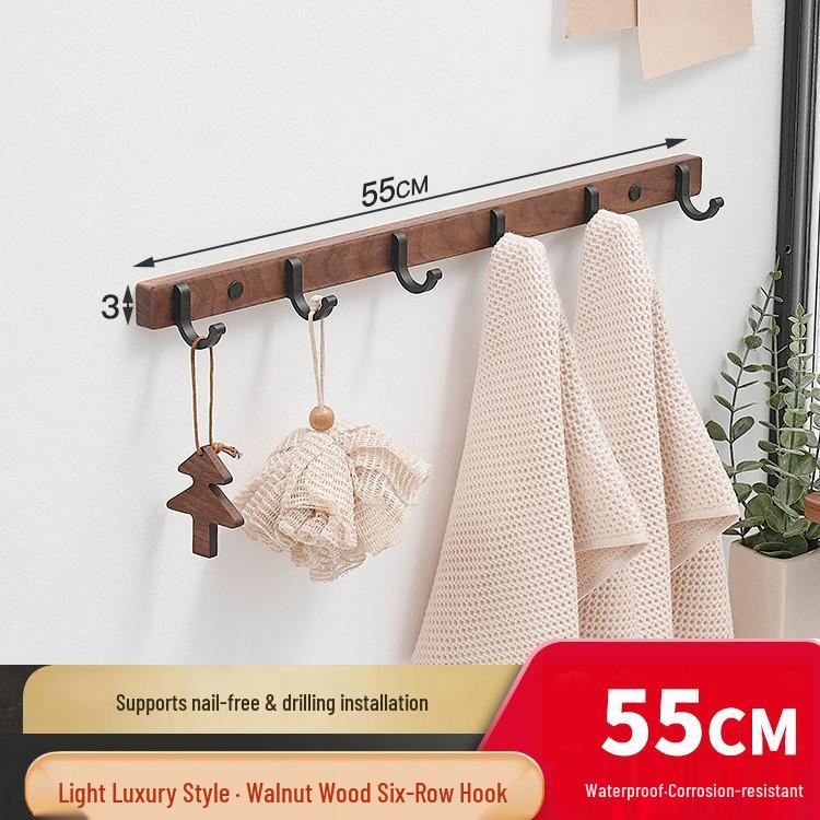 Cuier de perete din lemn de fag cu cârlige pentru haine și pălării: Instalare fără găurire pentru intrare, hol sau dormitor.