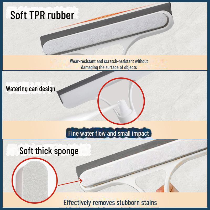 Three-in-One Glass & Mirror Spray Scraper Brush