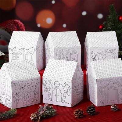 12Pcs Christmas Coloring House DIY Craft Kit with 24 Color Pens Vibrant Holiday Adornments Christmas Home Decor