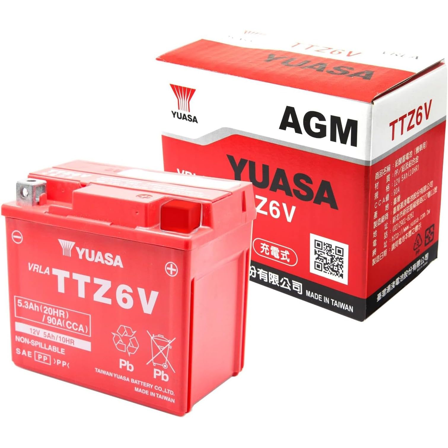 

Тайвань Юаса TTZ6V Герметичный AGM Мотоциклетный (ТАЙВАНЬ ЮАСА) Предварительно заряжен 113mm 70mm 105mm красный