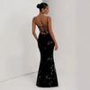 Women's Strapless Embroidered Floral Bodycon Long Dress Yellow Evening Gown
