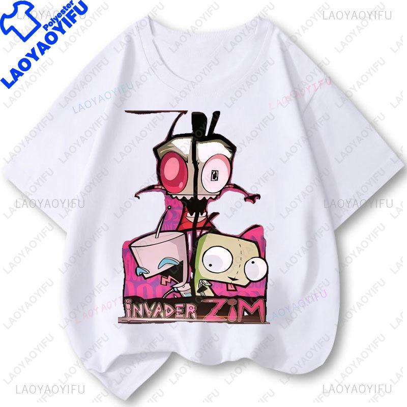 T-Shirts Invader Zim T-Shirt Streetwear Harajuku Grafik Kurzarmshirt Günstige Kleidung Polyester Lustige Cartoon-Oberteile