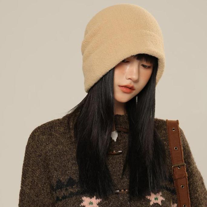 Women's Solid Color Hat Autumn and Winter Warm Ear Protection Cold Bag Head Hat Casual Cold Hat