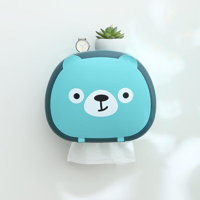 Cartoon facial towel storage box Wall hanging tissue storage box Non punching roll paper storage tissue box paper towel holder