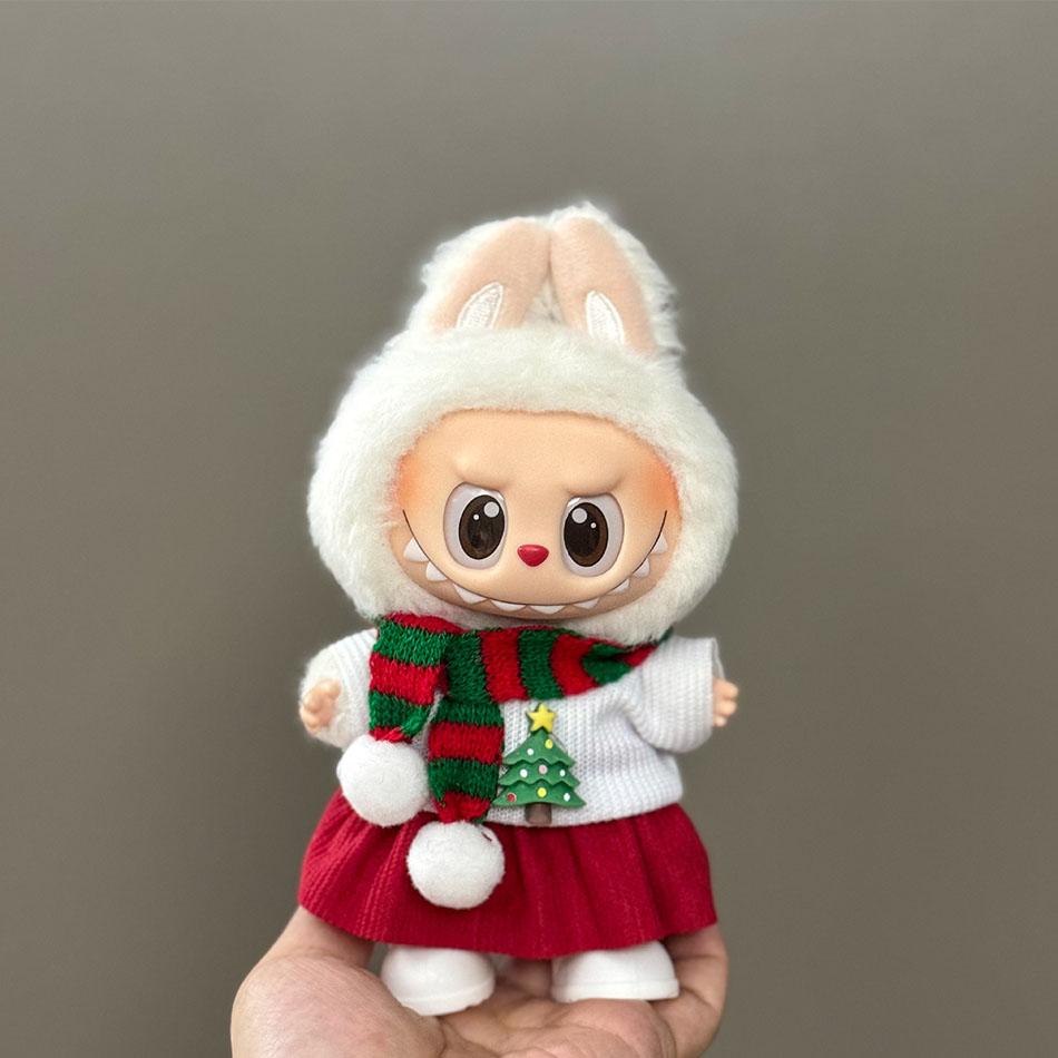 For 15-17cm Labubu V1/V2/V3 Mini Doll Clothes Outfit Merry Christmas Hat ClothesScarf Elk Snowman Doll Accessorie Party Game Toy