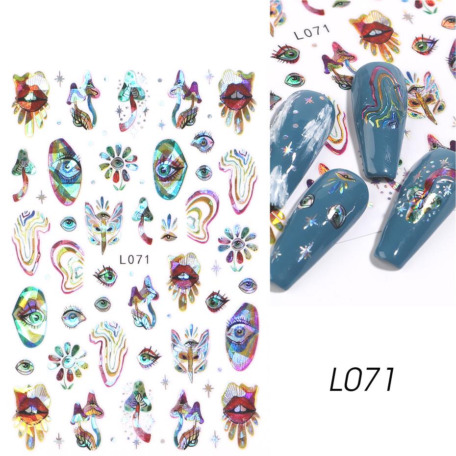 

Блестящие цветы наклейки для ногтей 3D лазерные красочные наклейки в виде листьев и бабочек самоклеющиеся слайдеры для дизайна ногтей декор голографическая фольга HMM