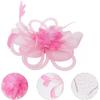 TEHAUX Fascinator Headband with Mesh Flower and Plume, Pink Cocktail Tea Party Hat for Women, Wedding Special Occasion Accessory