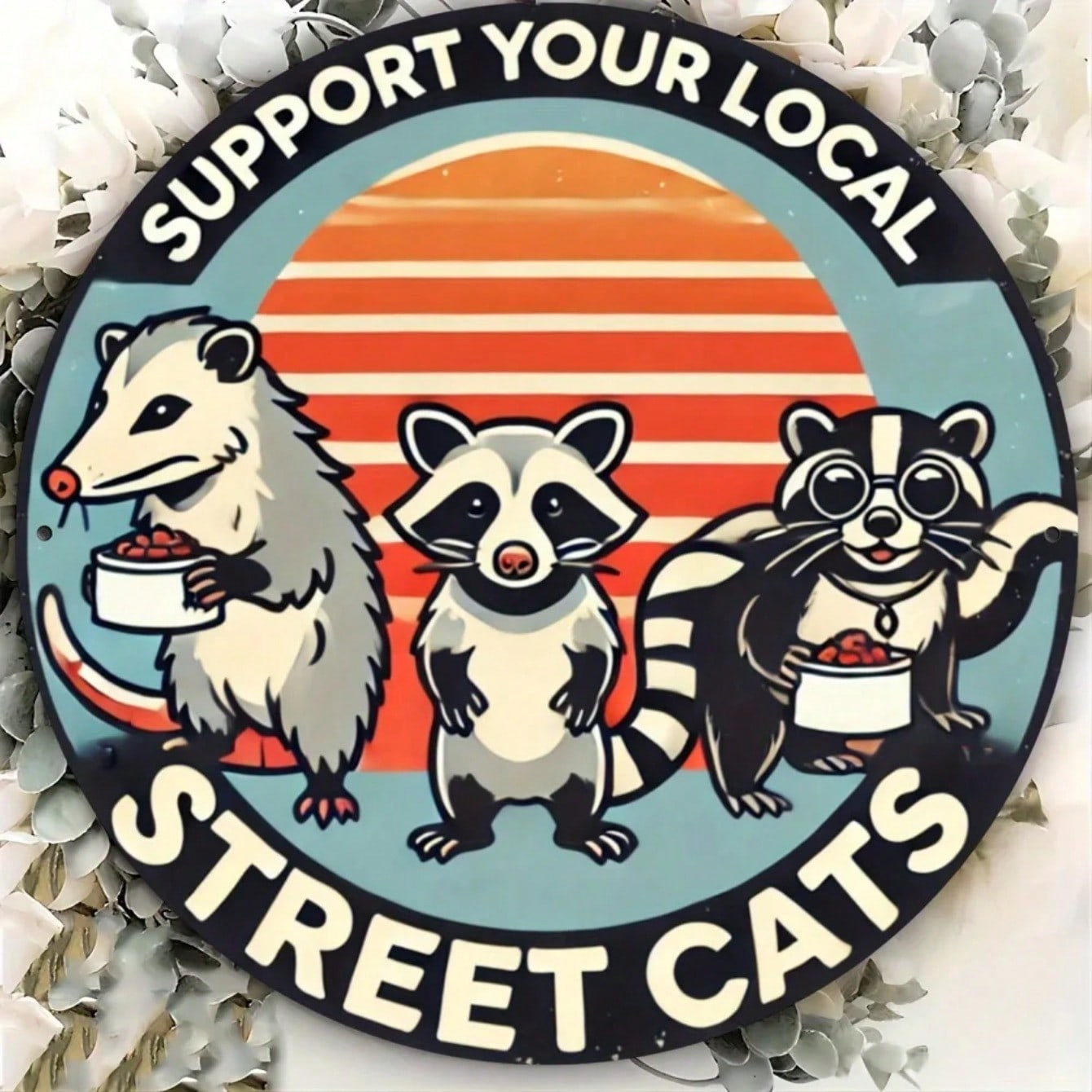 Raccoon Opossum Skunk Metal Wall Art Rustic Wildlife Decor for Home Bar Cafe разноцветный