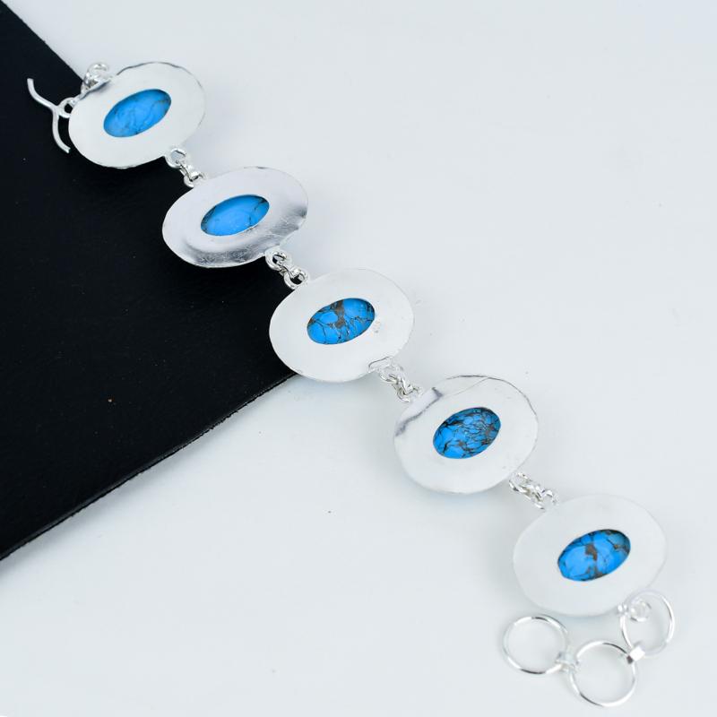 Dainty Turquoise Gemstone Handmade 925 Sterling Silver Bracelet, Turquoise Bracelet For Wife , Unisex Bracelet, Gifts For Mom