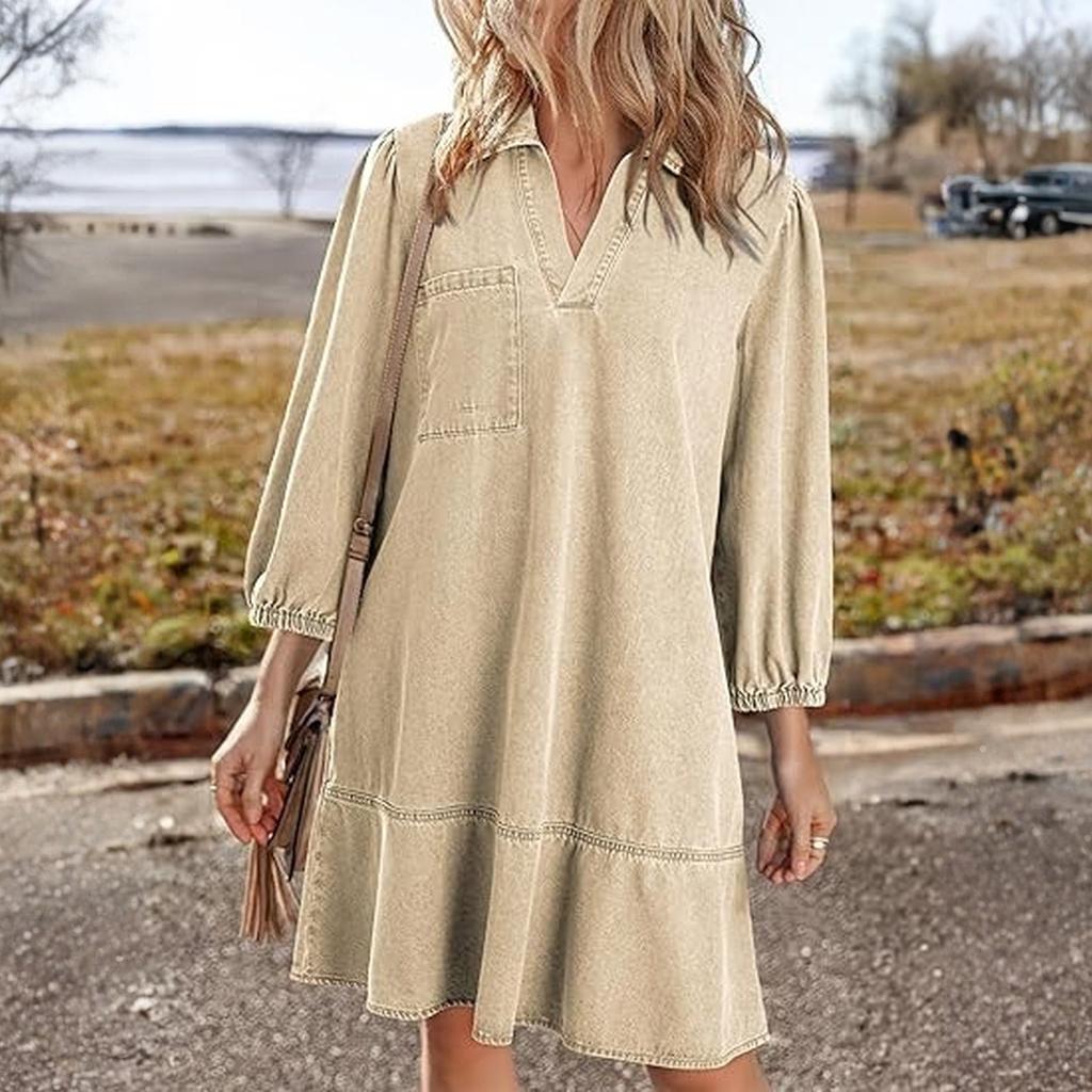 Women's Fashionable Loose V-neck Dress