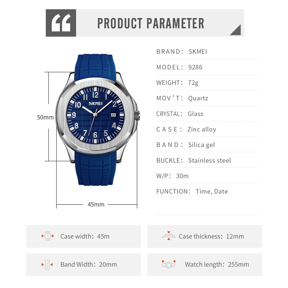 Silikon Sport Wasserdicht Armbanduhr Stilvoll Lässig Marke Analog Herrenuhr Große Arabische Ziffern Leicht Ablesbares Zifferblatt Datum Fluoreszierend Luxus