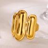 Trendy  Bold Wave Rings For Women Gold Color Stainless Steel Statement Ring Hypoallergenic Christmas Jewelry Gift