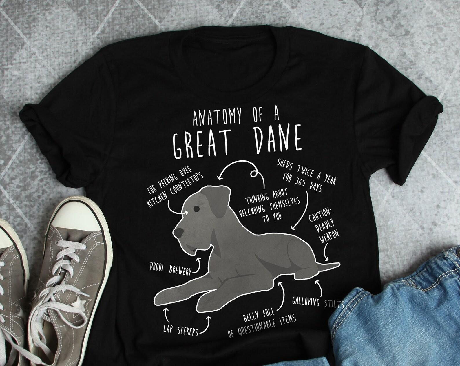 Blue Great Dane Shirt, , , Funny Dog Lover Gift, Cute Grey Gray Great Dane T-shirt, Dog Mom, Dog Dad Tshirt, Pet Tee, Anatomy 110