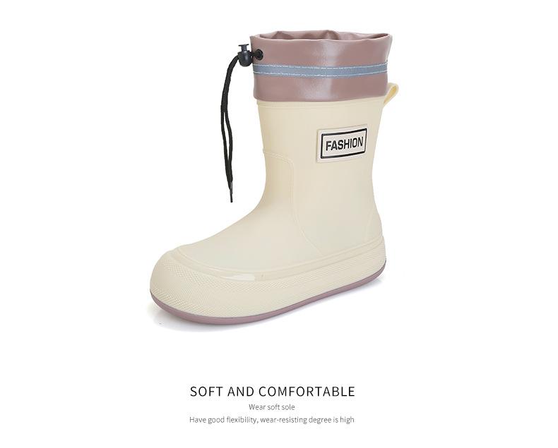 [One piece] water shoes women's medium tube outer wear short rain shoes fashion rain boots thermal rubber shoes water shoes