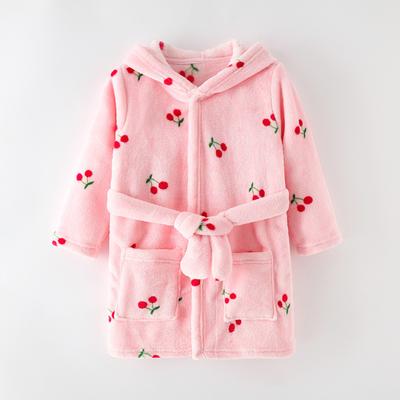 Children's Flannel Printed Bathrobe Hooded Loungewear