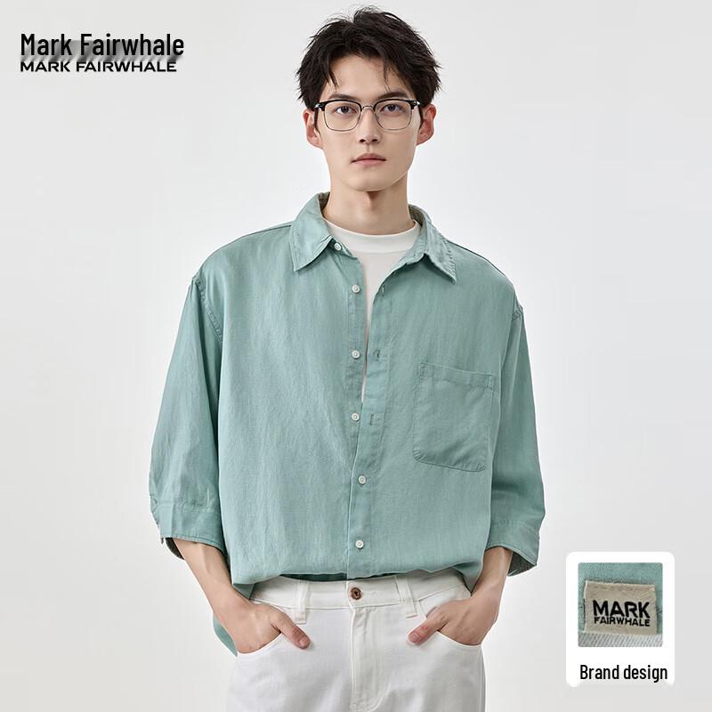 Mark Fairwhale Men s Linen Blend 3/4 Sleeve Shirt 4XL