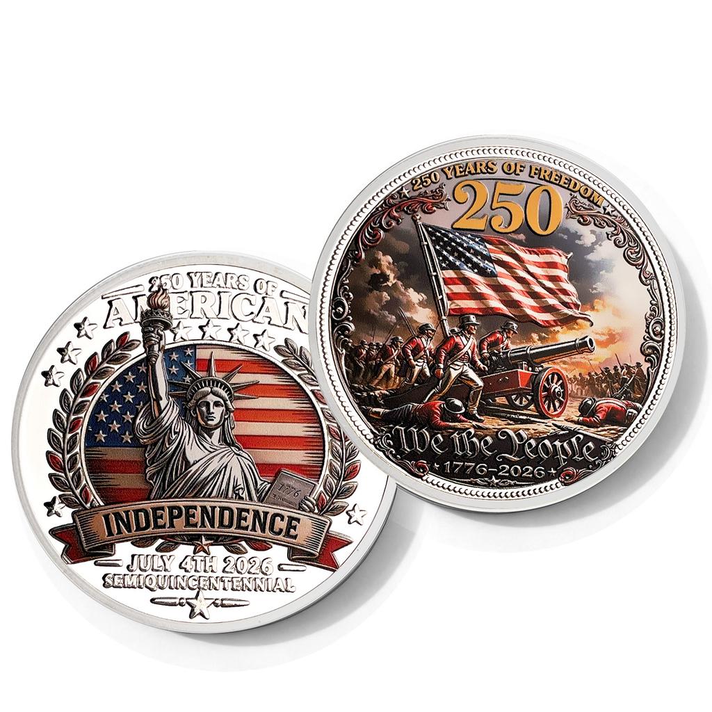 250th Anniversary Commemorative Coin Independence Day Founding Medal Challenge Coin Embossed Metal Coin Color Printed Badge