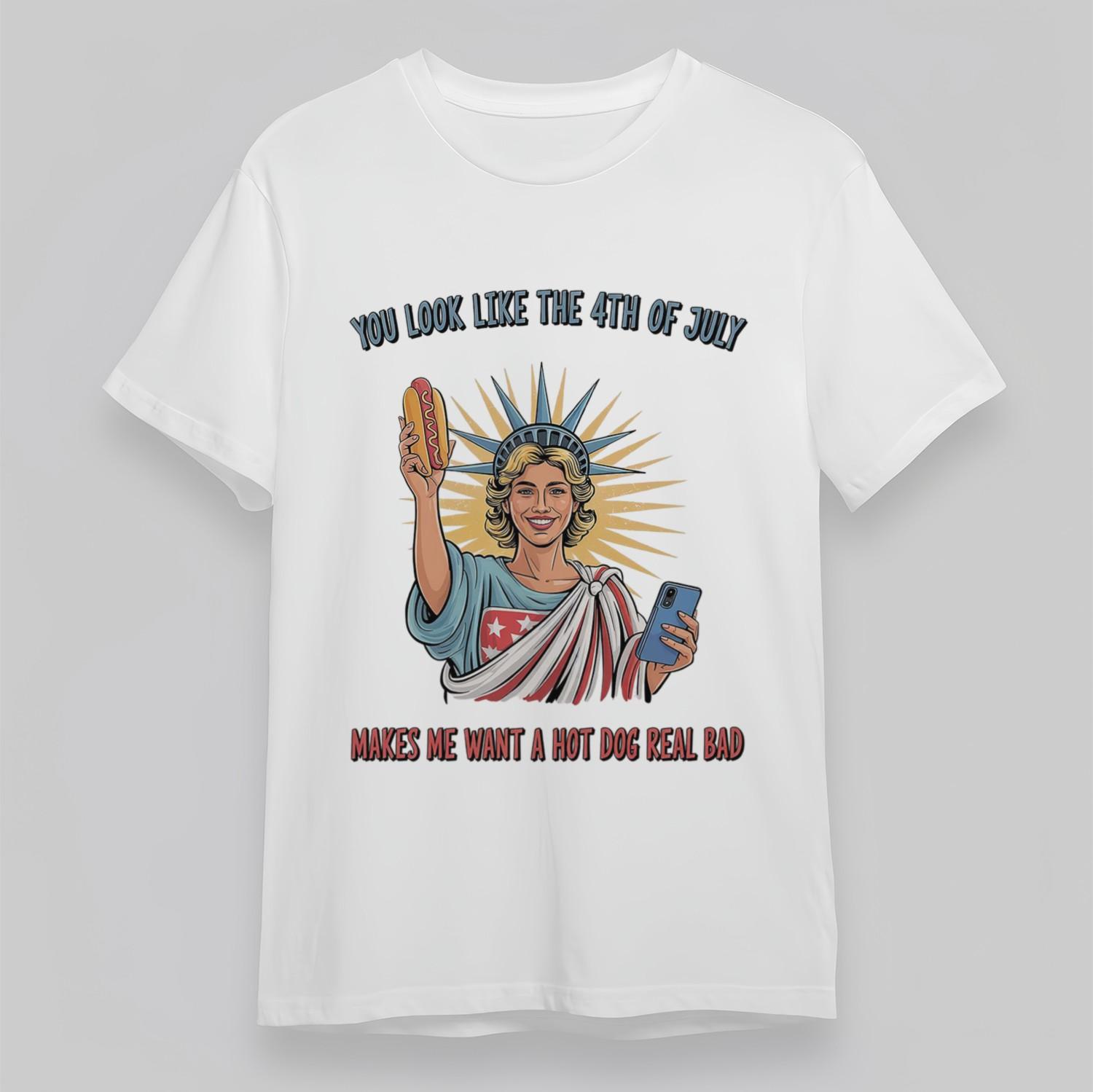 Women s Plus Size Classic T-Shirt Mens Womens Tees Top YOU LOOK LIKE THE 4TH OF JULY Patriotic Tee 2XL