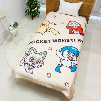 MORIPiLO Skin Summer For Children and Soft Paldea Region Character Goods 4621404 Comforter, Single, Pokemon, Pikachu, Nyaoha, Hogeta, Kwass, Beige,