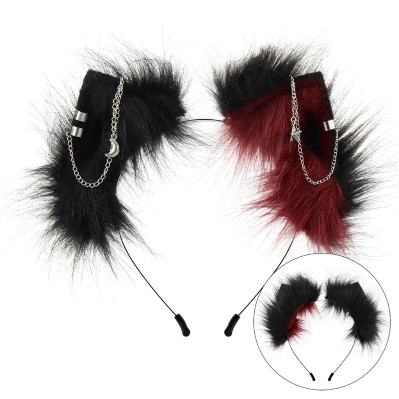 Faux Furs Animal Ear Headdress for Cosplay Anime Parties Adjustable Shape Headwear