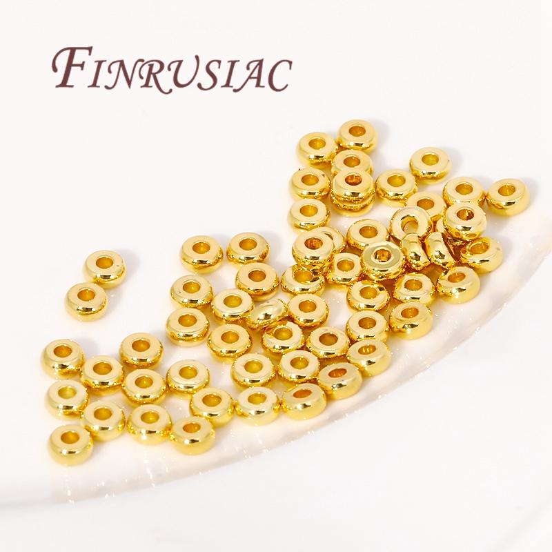 

4mm-5mm Spacer Beads 18K Real Gold Plated Smooth Metal Separators Beads Supplies For Jewelry,DIY Bracelets/Necklace Accessories 4mm-50 pcs