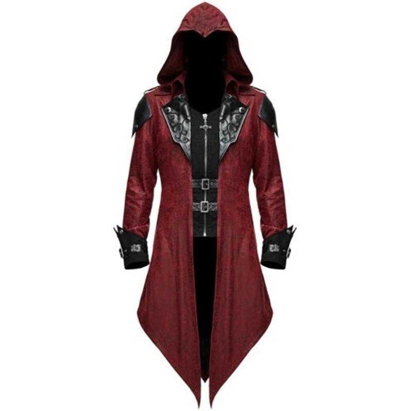 European and American medieval Halloween retro splicing coat men's gothic costume