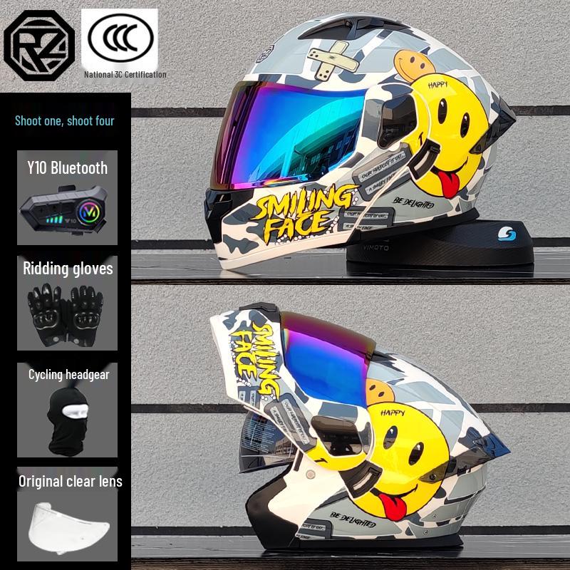 ORZ Bluetooth Flip-up Dual Visor Motorcycle Helmet for Men & Women, HD Full Face, Wingxin Certified for All Seasons.