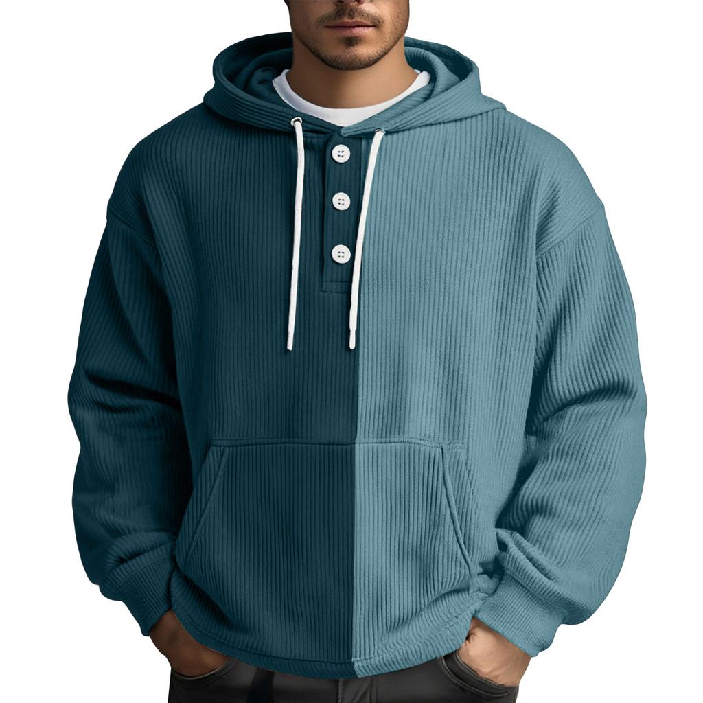 Men's Leisure Loose Three Clicks Color Clashing Hooded Hood Hoodie