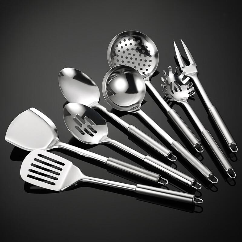 Abay Polished Stainless Steel Slotted Spoon Set