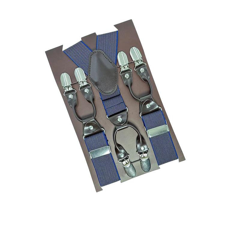 6 Clips Men'S Suspender Belt, Strap Thickened Elastic Belt, High-Quality Hardware Accessories