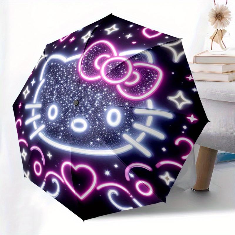 1pc Neon Hello Kitty Cosmic Glow Umbrella with Plastic Handle,Suitable for All Seasons Home Travel Outdoor UmbrellaSanlio566