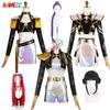 ANIMECC W MAGAZYNIE Huntrix Rumi Mira Zoey Cosplay Kostium dla Dzieci i Dorosłych Peruka K-pop Łowcy Demonów Czarny Złoty Halloween dla Kobiet