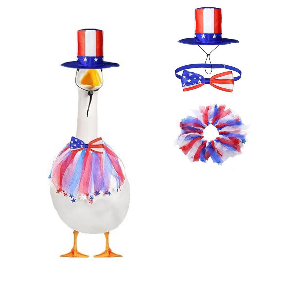 23 Inch Large White Goose Decoration Set 3 Pieces Festive Porch Outfit Includes Hat Bowtie and Skirt Suitable for Holiday Outdoor Display