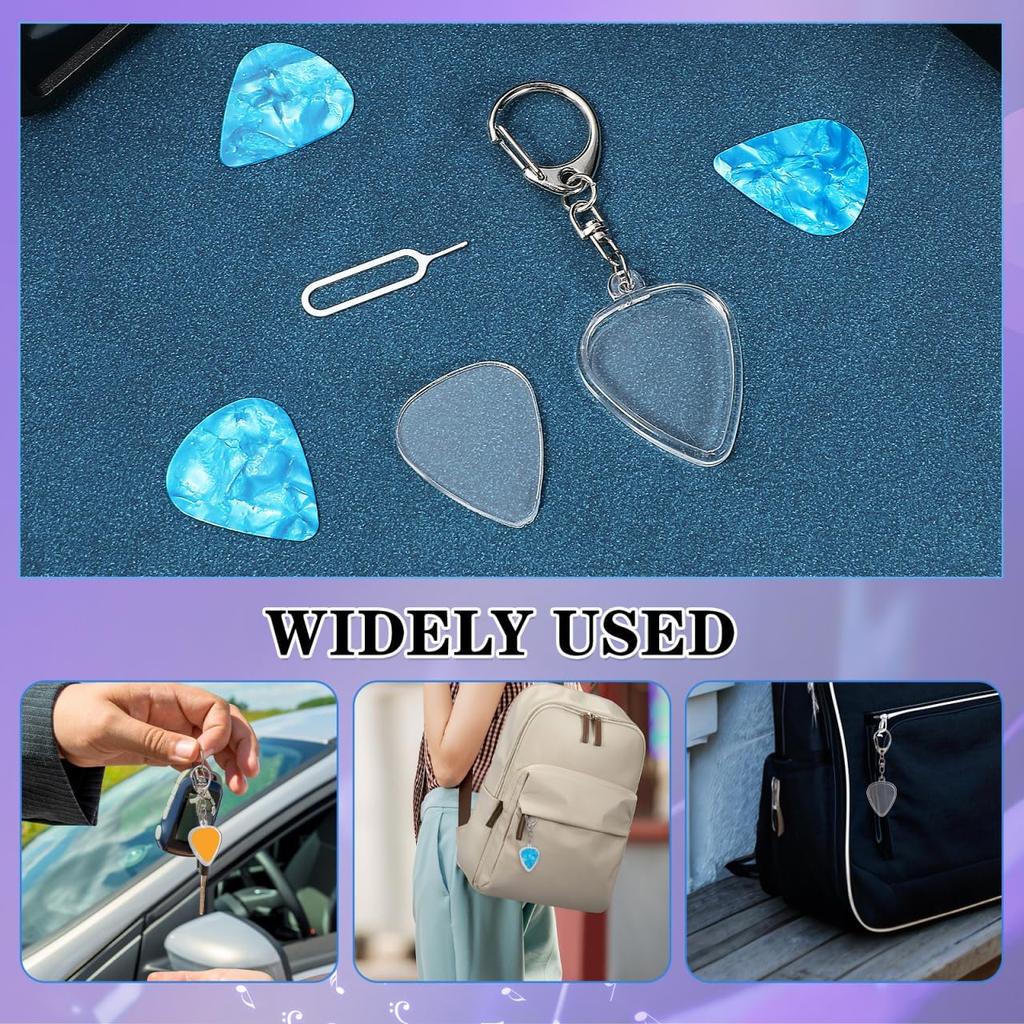 1pc Guitar Pick Holder Keychain - Heart-Shaped with Secure Lid, Durable Acrylic Guitar Pick Organizer for Musicians, Musicians
