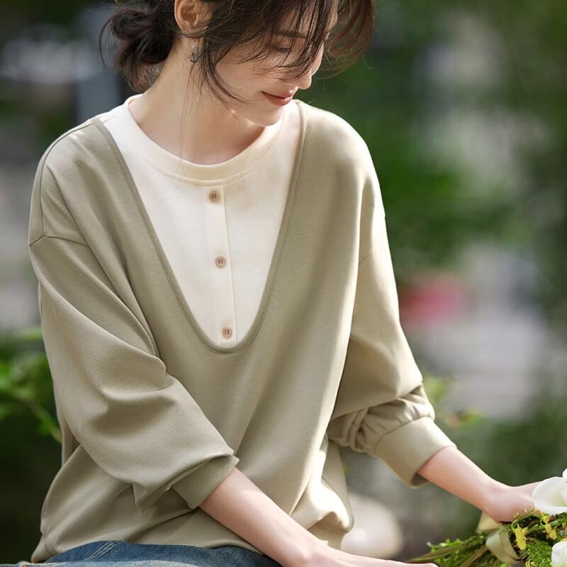 La Chapelle Oversized Crewneck Sweatshirt with Contrast Trim