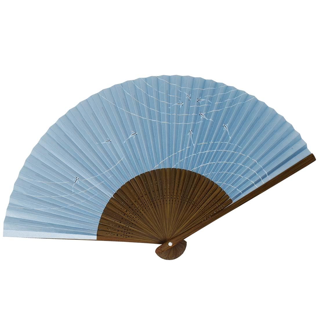 

Kimono painted made in with carved karaki pearlescent and raised [Stylish Iroha] High-quality fan, Japan, wood, scented, finish, grain. синий