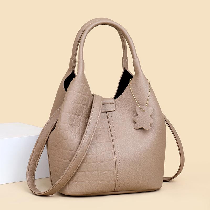 Women's Large Capacity Soft Leather Handbag - 2025 New Korean Style, Fashionable Single Shoulder Crossbody Bag for Moms