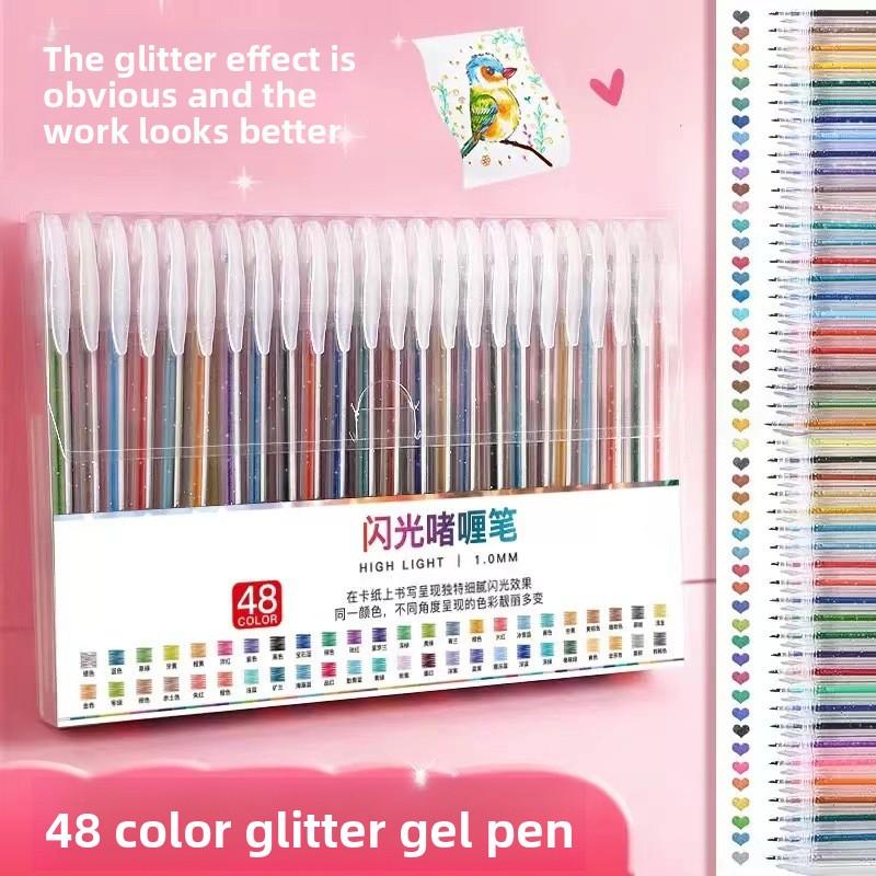 

Блестящая ручка Гелевая ручка Флуоресцентный маркер Студенческий ручной блокнот Блестящая пудра Блестящий песок Перламутровая цветная нейтральная ручка