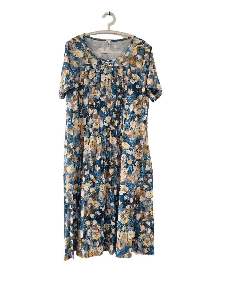 Frauen Lose Sommer Floral Vintage Sexy Rüschen Tasche Kleid