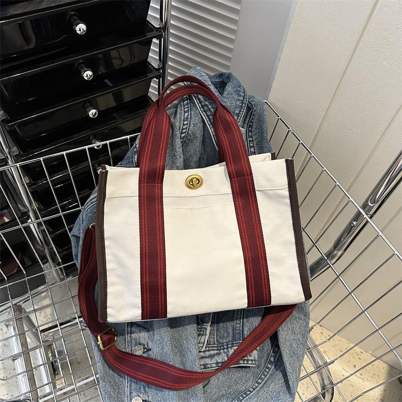Fashionable White Canvas Shopper Bag Large Capacity Simple Chic Style белый