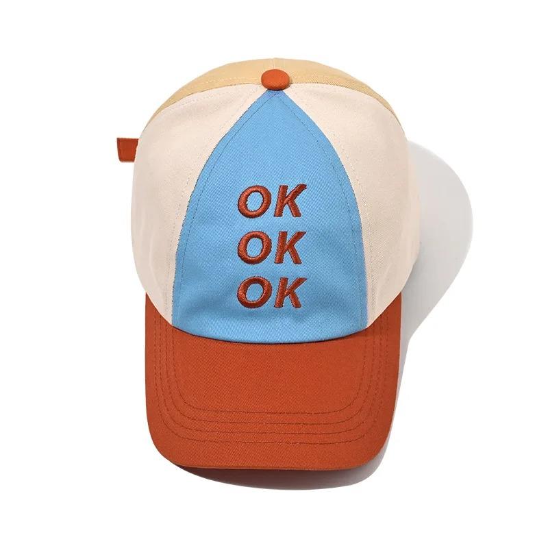 

Summer OK Letter Color Blocked Baseball Cap - Designer Golf Trucker Sports Snapback, for Women Men 56-59cm, Stylish Headwear Adjustable оранжевый