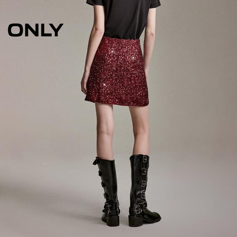 ONLY 2026 Spring Sequin A-Line Slit Mini Skirt