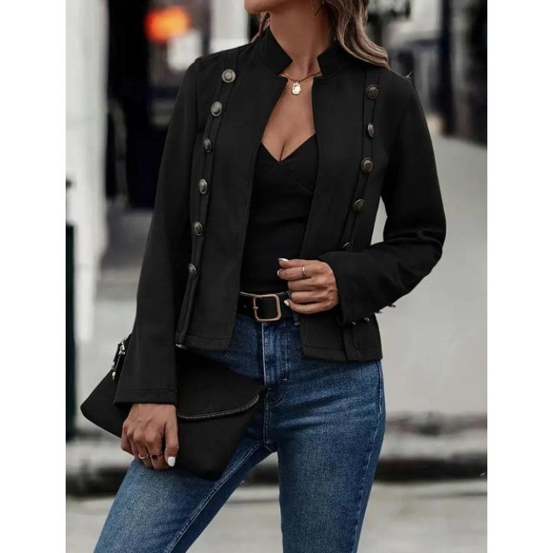 European And American Solid Color Double-Breasted Decorative Jacket New, Deerskin Velvet, Retro Long-Sleeved Jacket