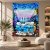 Decorative Tapestry,Smurfs Cute Printed Wall Art, Lightweight Wall Hanging For Bedroom Background