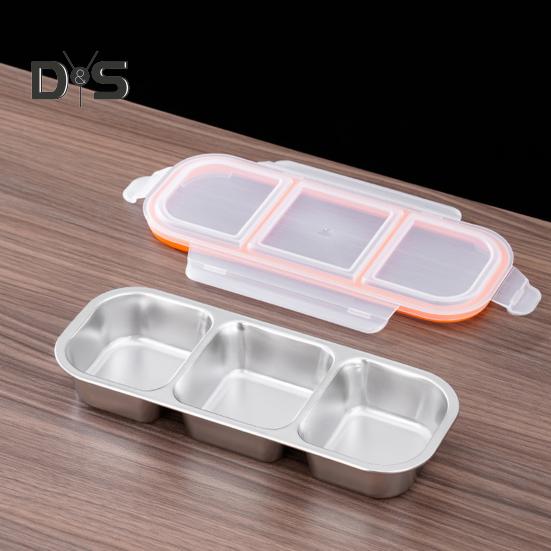 Snack Container with Lids Leak-Proof Bento Box Reusable Condiment Box 2/3 Compartments Sauce Cups Divided Food Storage Containers for School Travel