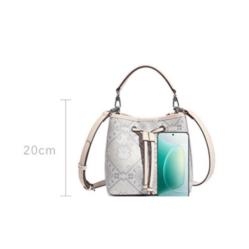 cross body bag for women, Vintage Jacquard Bucket Bag, Ladies Drawstring Shoulder Handbag