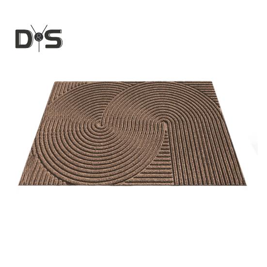 Door Mat Removes Dirt Recycled Anti-Slip Base Cuttable Geometric Pattern Indoor/Outdoor Use Entrance Rug for Kitchen Garage